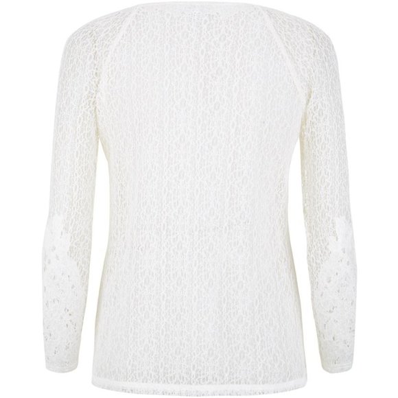 NWT Reiss Shell Lace Long Sleeve Top Off White 0 4 - Picture 5 of 9